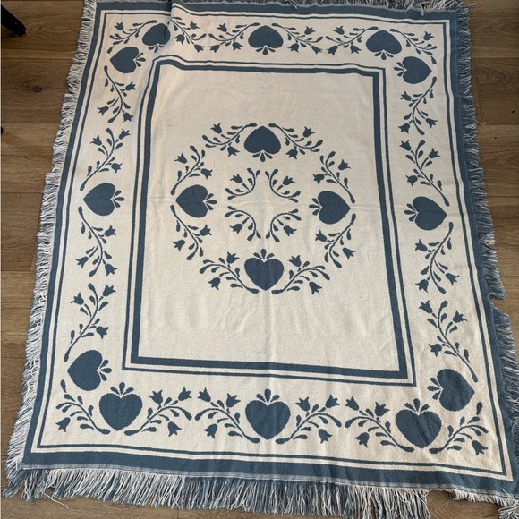 Floral Heart Patterned Throw Blanket - Picture 2 of 5